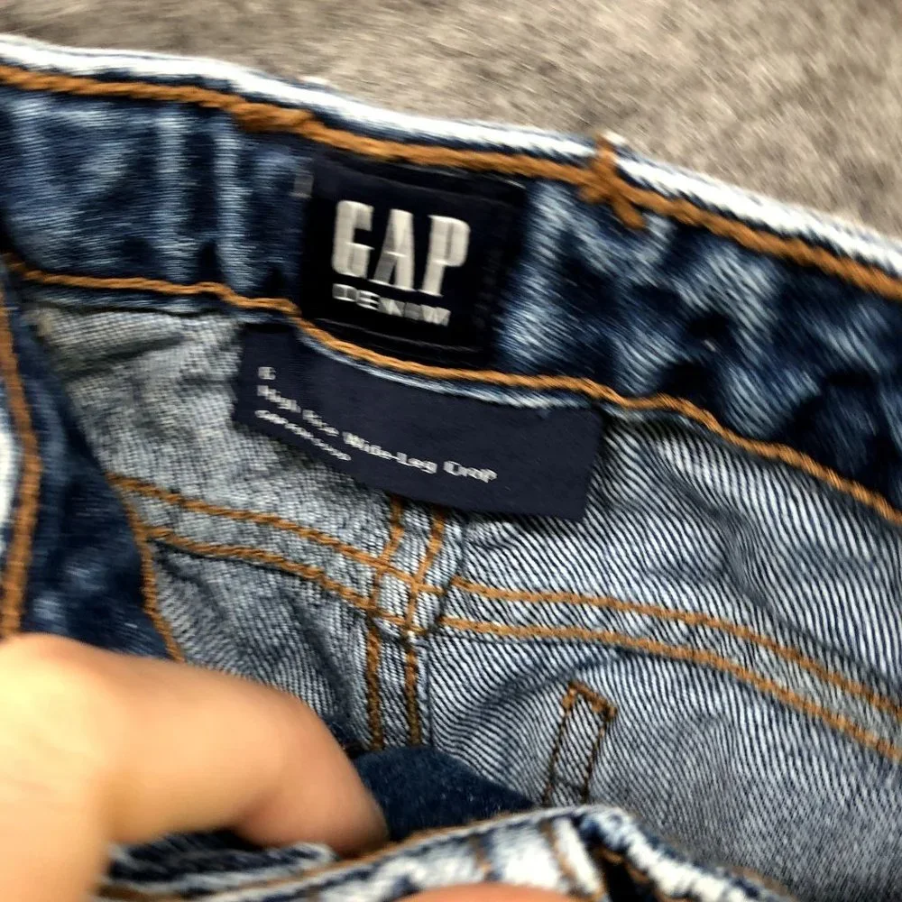 GAP Girls Size 6 High Rise Wide Leg Crop Jeans Frayed‎ Hem